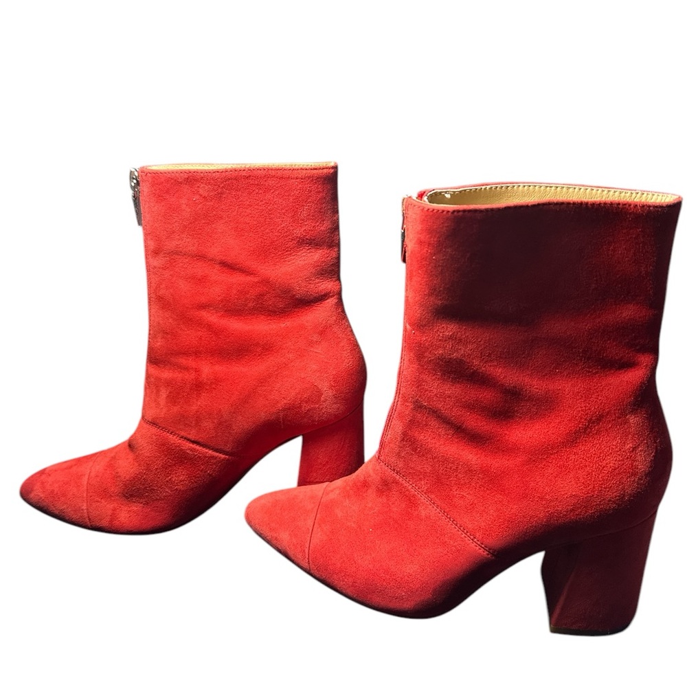 Clark’s Women’s Liana Red Suede Block Heel Fashion Ankle Boots Size‎ 8.5 M
